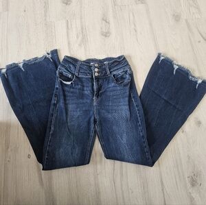 Women's Blue Frayed Hem Jeans